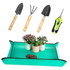 5-Piece Gardening Tool Set with Repotting Mat, Mini Garden Tools for Indoor 