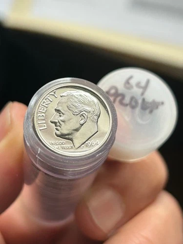 Roll (50) 1964 90% Silver Proof Roosevelt Dimes, BU Brilliant Uncirculated, Gem