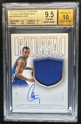 2013-14 National Treasures Stephen Curry Colossal Jersey Auto #/60 BGS 9.5/10