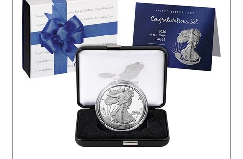 2 Coins. 2026 Congratulations Set American Eagle 1oz Silver Proof Coin Shipped!