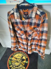 Men's Timberland Pro Heavy Flannel Size Large Orange Blue White VTG Vintage Nice