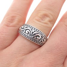 925 Sterling Silver Vintage Swirl Oxidized Ring Size 6.75