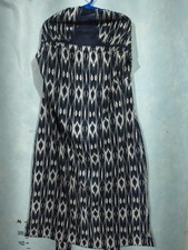 Dress Womens M Blue Sundress Midi Sweetheart Strapless Lined Casual Geometric