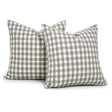 CARRIE HOME Farmhouse 18" x 18" Pack of 2 Light Grey  White Gingham Set of 2