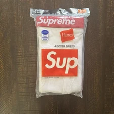 Supreme Hanes Boxer Briefs White Underwear Size M (4 in 1 Pack)