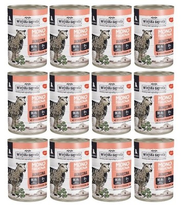 WIEJSKA ZAGRODA Nassfutter mit Lamm Monoprotein für Welpen getreidefrei 12x400 g