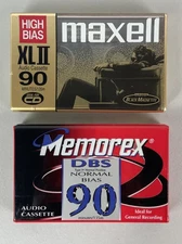 VTG 90s Memorex & Maxwell 90 Min Blank Audio Cassette Tapes Lot Of 2New Sealed