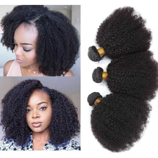 Mongolian Afro Kinky Curly Bundles Human Hair 4B 4C Afro Kinky Human Hair Bun...