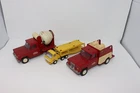 Lot Of 3 Vintage Tonka Toy Trucks Jeep Firetruck Cement Mixer Car Carrier