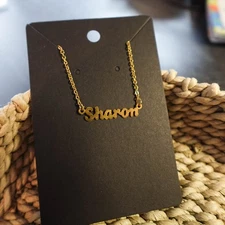 Sharon 14" Personalized Choker Necklace Gold Tone Dainty Delicate Name Gift