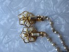 Vintage Sweater Guard Clips Blue metal &  Faux Pearls Gold Tone Chain — photo 5