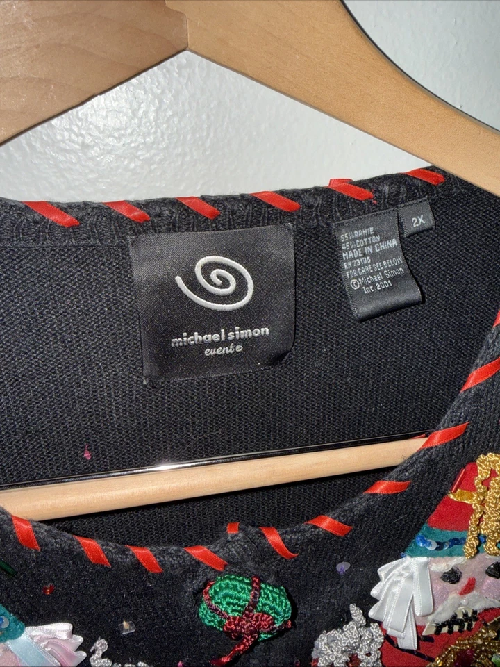 Michael Simon Suéter Cárdigan Cascanueces Navidad 2XL Adornado Crochet Foto 2 de 4