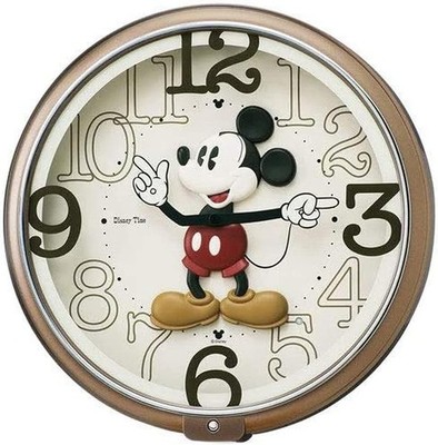 Seiko Clock Disney Mickey Mouse Analog Wall Clock (Brown Metallic) FW576B