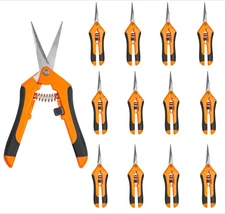 12 Pack Gardening Trimming Scissors Stainless Steel Pruning Shears Straight