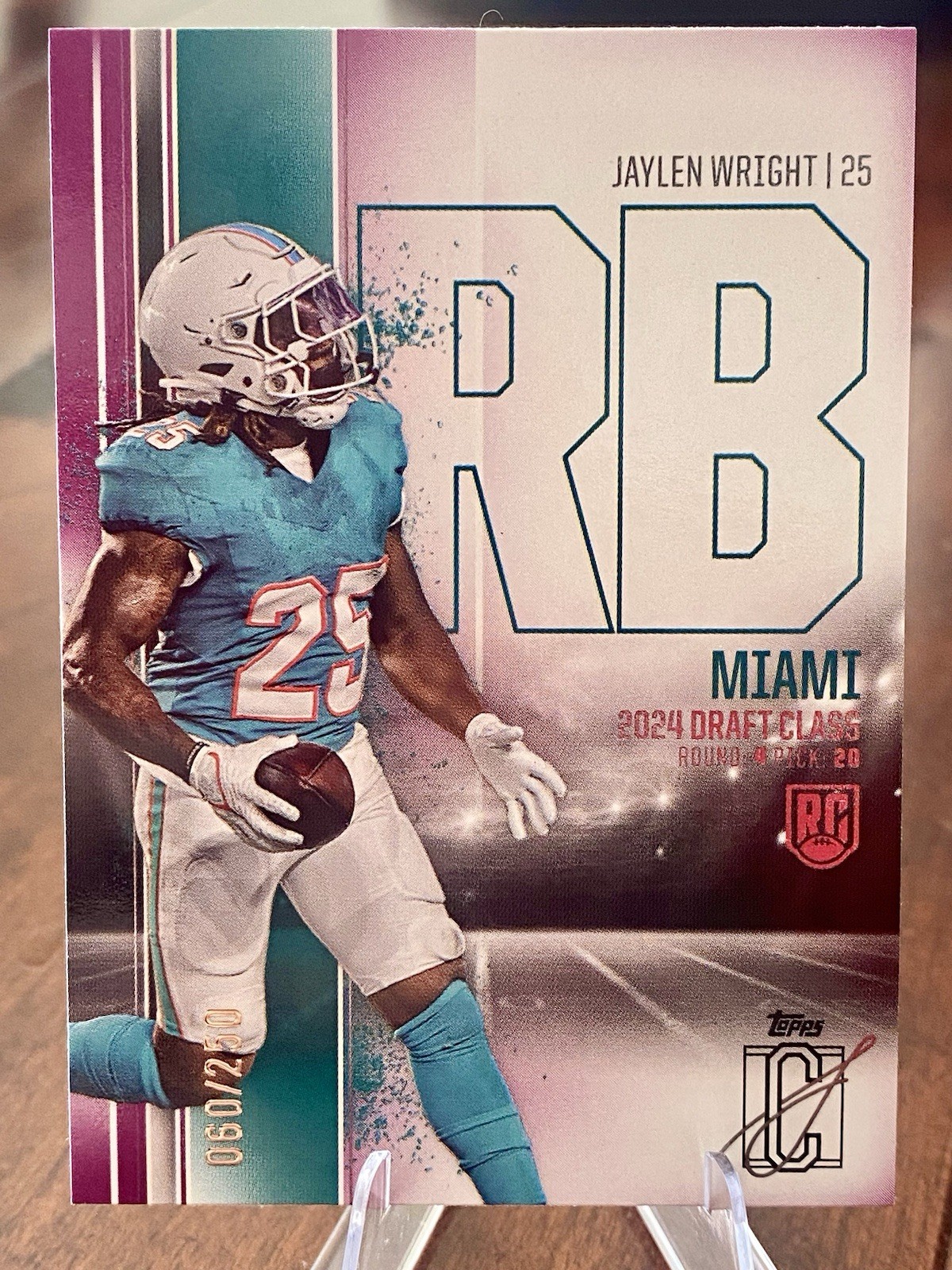 2024 Topps Signature Class Jaylen Wright #145 Rookie RC Purple /250 Dolphins 