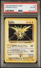 1999 Pokemon Base Set Unlimited Zapdos Holo 16/102 PSA 6