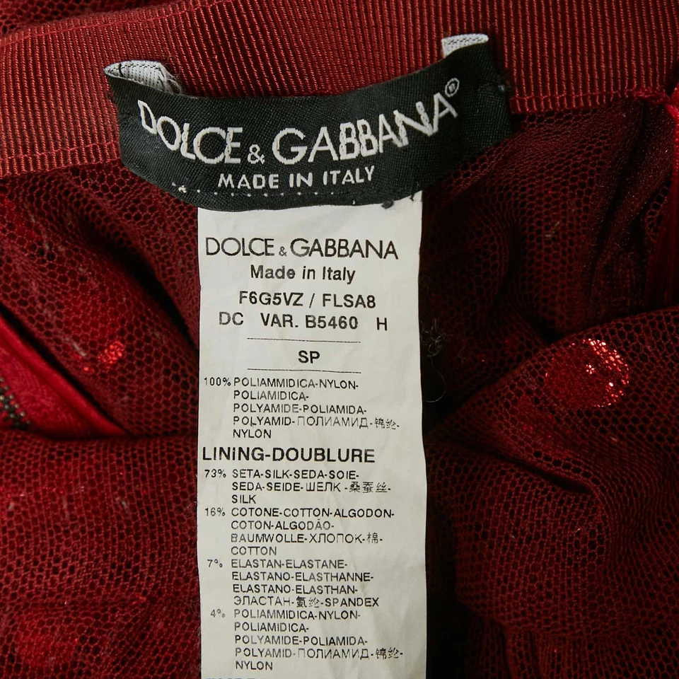 Mono Dolce Gabbana Rojo Lentejuelas Tul Cuello Halter S Foto 4 de 4