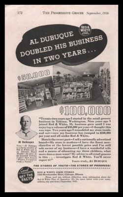 1933 Al Dubuque Grocery Store Display Photo Yakima Washington Vintage Print Ad