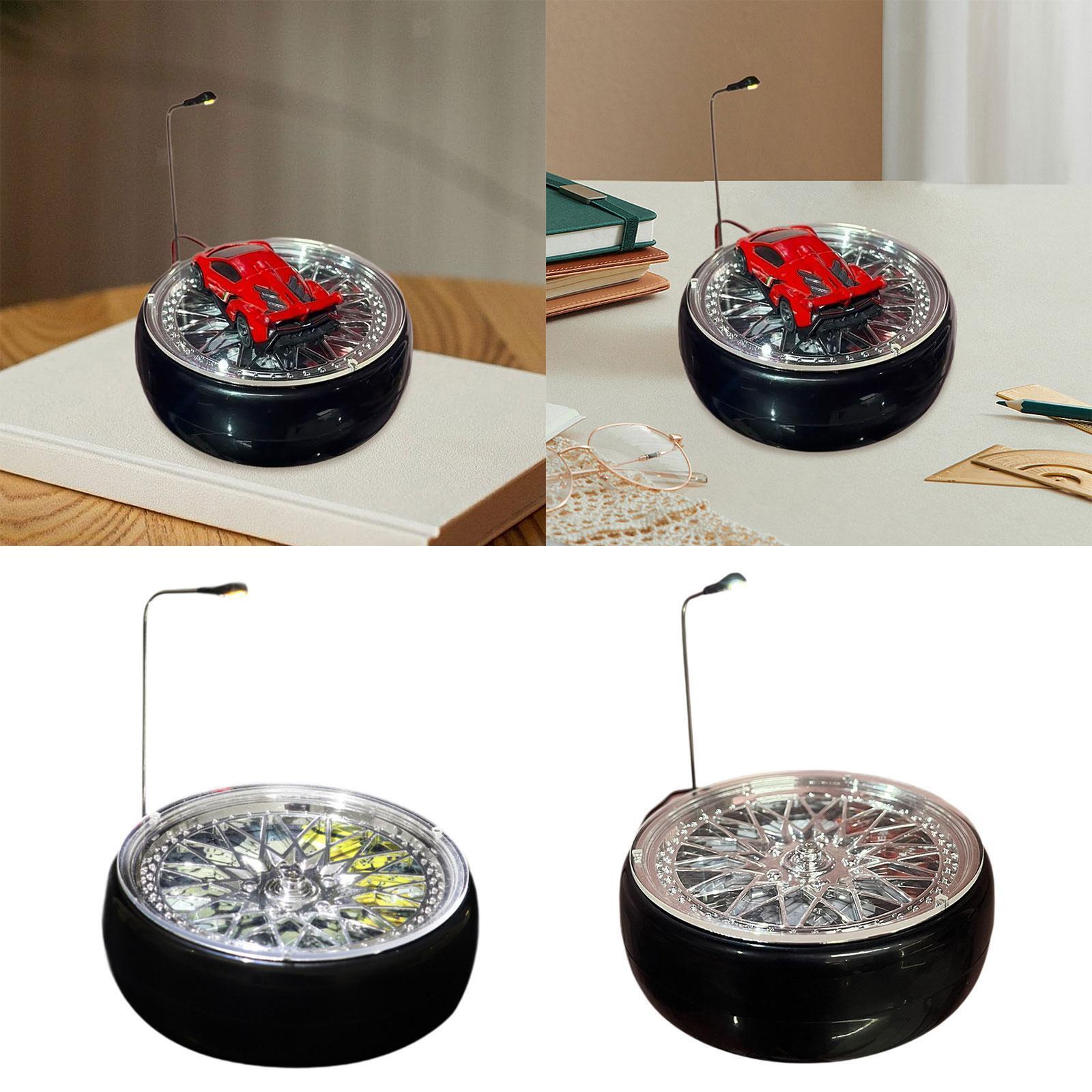 1:64 Scale Car Model Display with Rotating Turntable and Street Lamp Rack