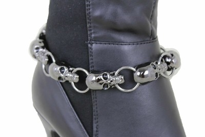 Bracciale da donna in metallo argentato con catena per stivali