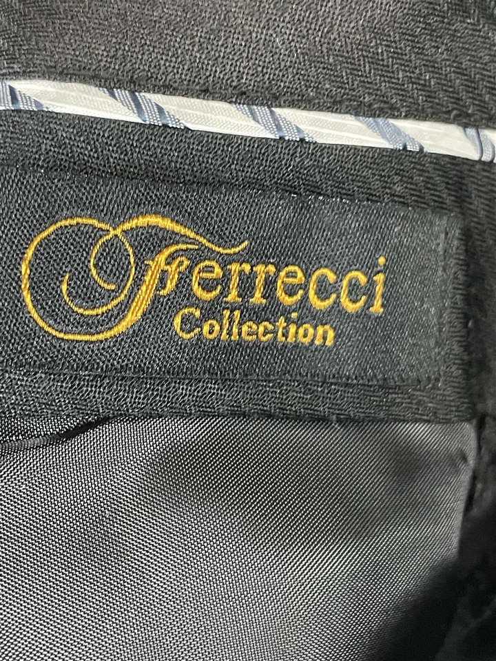 Ferrecci 46R 36 x 26 2Pc Black Herringbone Weave Stripe Super 150's 3Btn Suit - Image 4 of 4