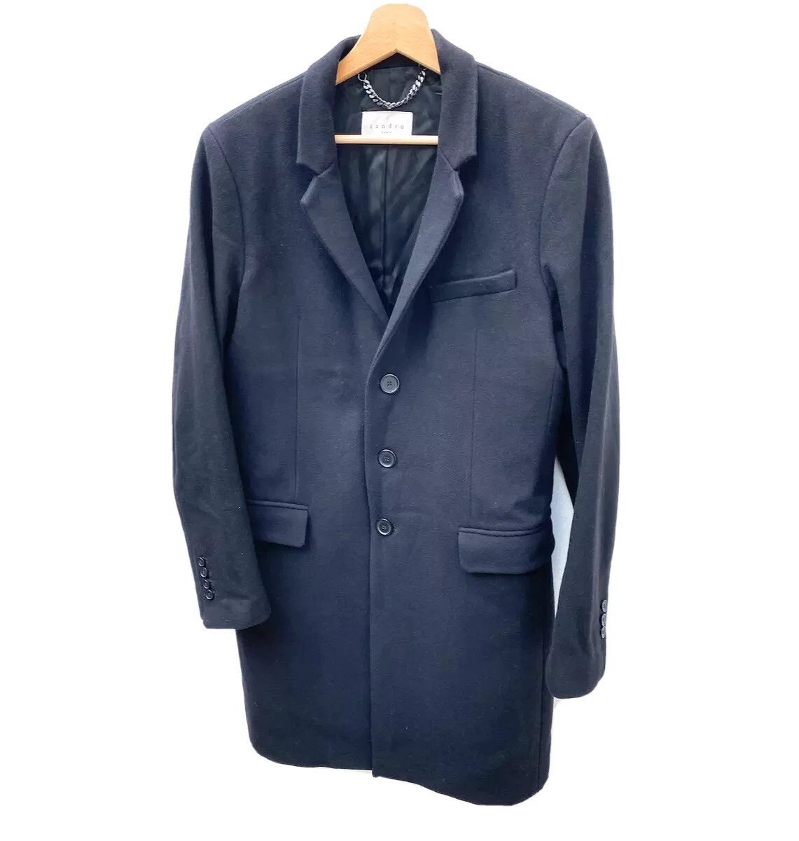 Sandro Apollo Black Wool Coat Size M Medium eBay