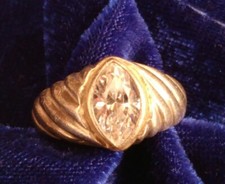 Vintage ND 925 Solid Sterling Silver Clear White Marquise Stone Ring 7g Size 8