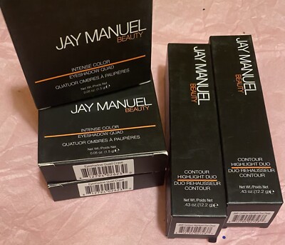 2 Jay Manuel Contour Highlight Duo DEEP .43oz & 3 EYE QUADS Bundle FREE SHIP 