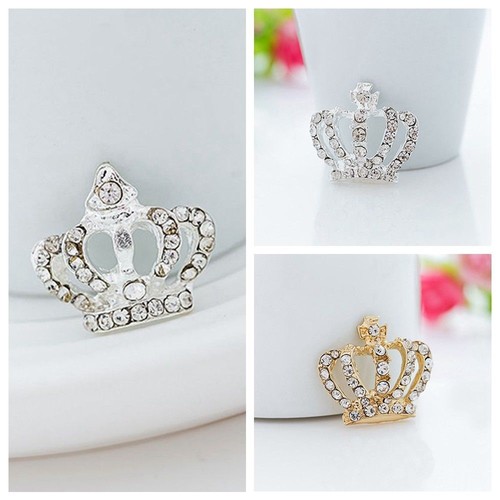 10pcs Fashion Metal Silver Rhinestone Crown Flatback For Wedding DIY Crafts Kits - Picture 2 of 7