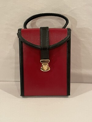 Travel Flip-Out Jewelry Box Case Organizer Red Bonded Leather