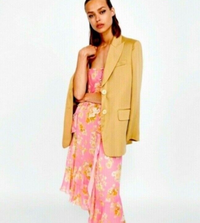 pink flower dress zara Zara Floral Tulip Printed Chiffon Dress in Pink