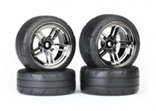 Traxxas 8375 Tires & Wheels Assembled Glued (Split-Spoke Black Chrome) 4Tec 2.0
