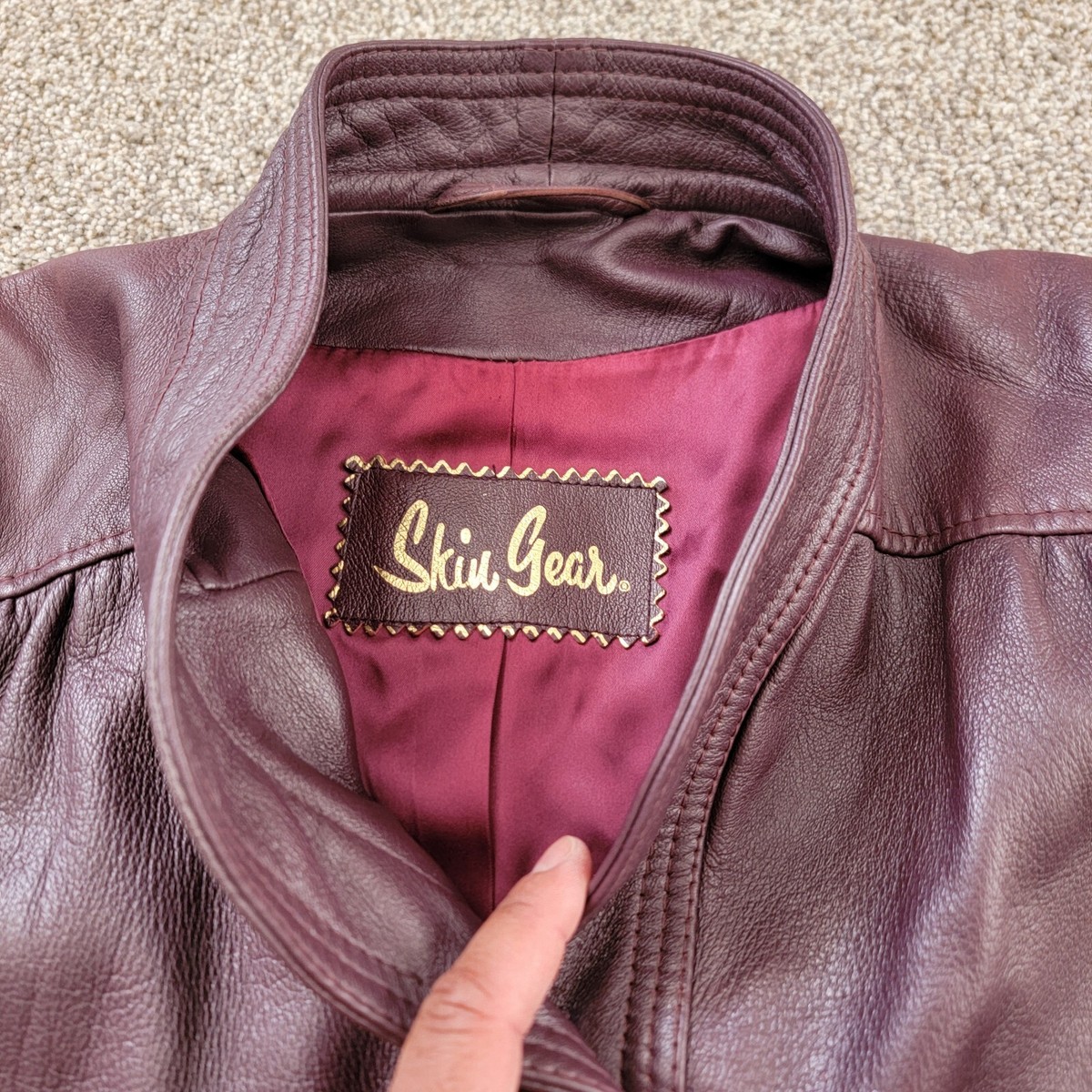 Vintage Skin Gear Leather Jacket Women's Large Maroon 3 Button | eBay