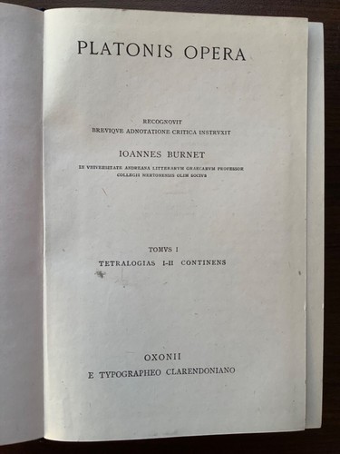 Platonis Opera, Vol I: Tetralogias I-II Continens by Plato. Greek language book. - Picture 3 of 3