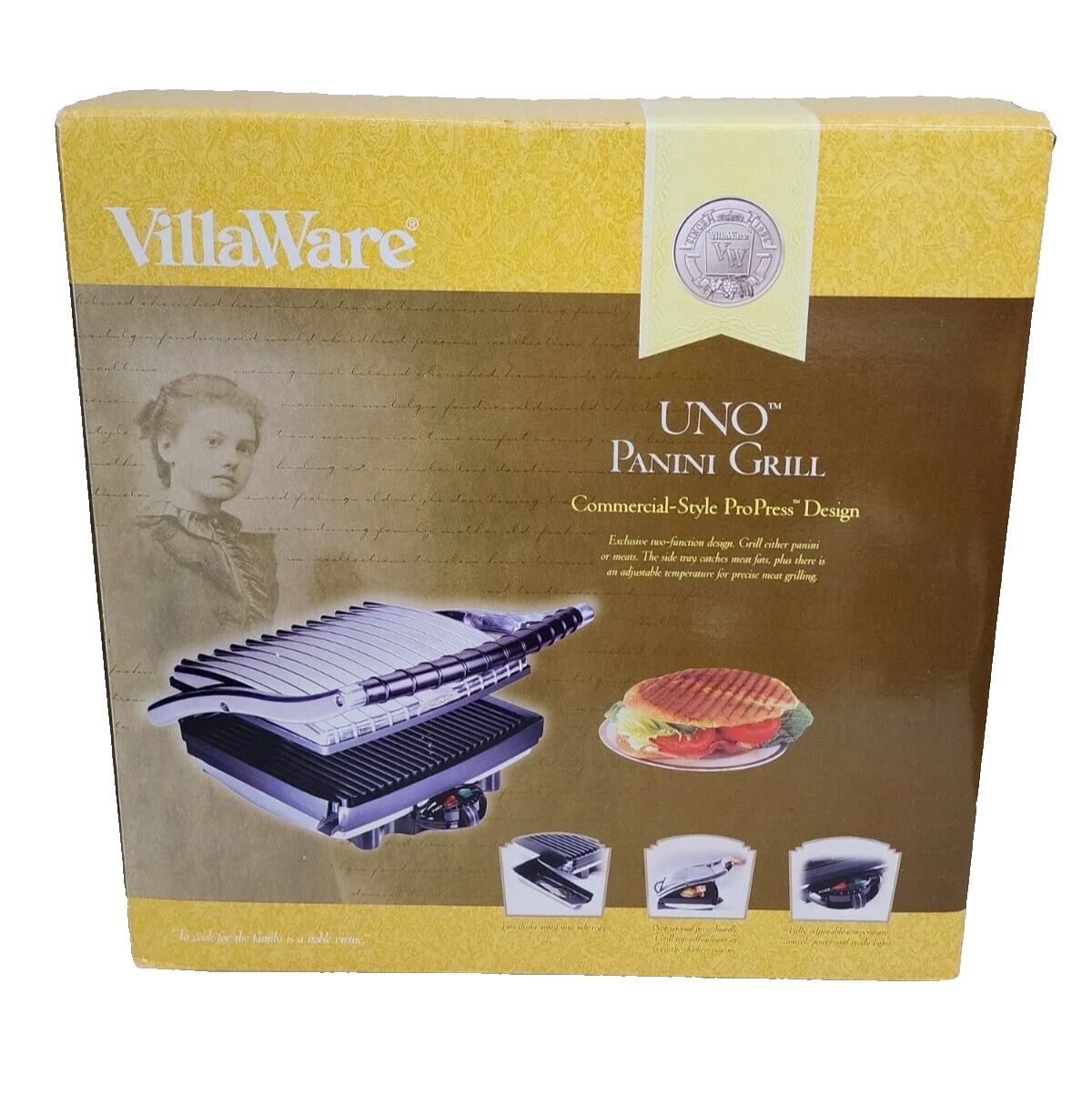 VillaWare V2160 UNO ProPress Panini Grill