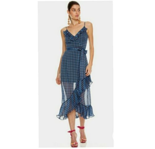 NWT $300 LA MAISON TALULAH Sparks Fly Houndstooth Midi Dress Size M