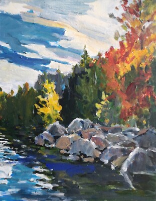 Fall on the lake_original painting signed by artist