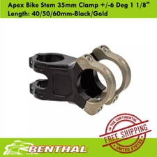 Renthal Apex Bike Stem 35mm Clamp +/-6 Deg 1 1/8" Length: 40/50/60mm-Black/Gold
