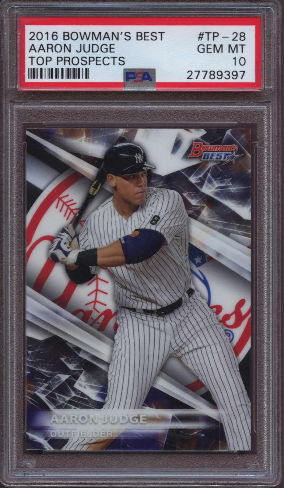 2016 Bowman's Best TP-28 Aaron Judge Top Prospects PSA 10 Gem Mint view 3