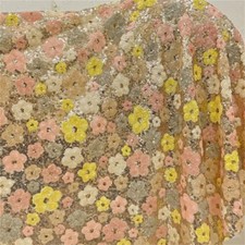 Petal Heavy Sequined Lace Fabric Embroidery Flowers Paillettes Tulle