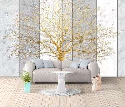 3D Golden Tree ZHUA40512 Wallpaper Wall Murals Removable Self-adhesive Ann