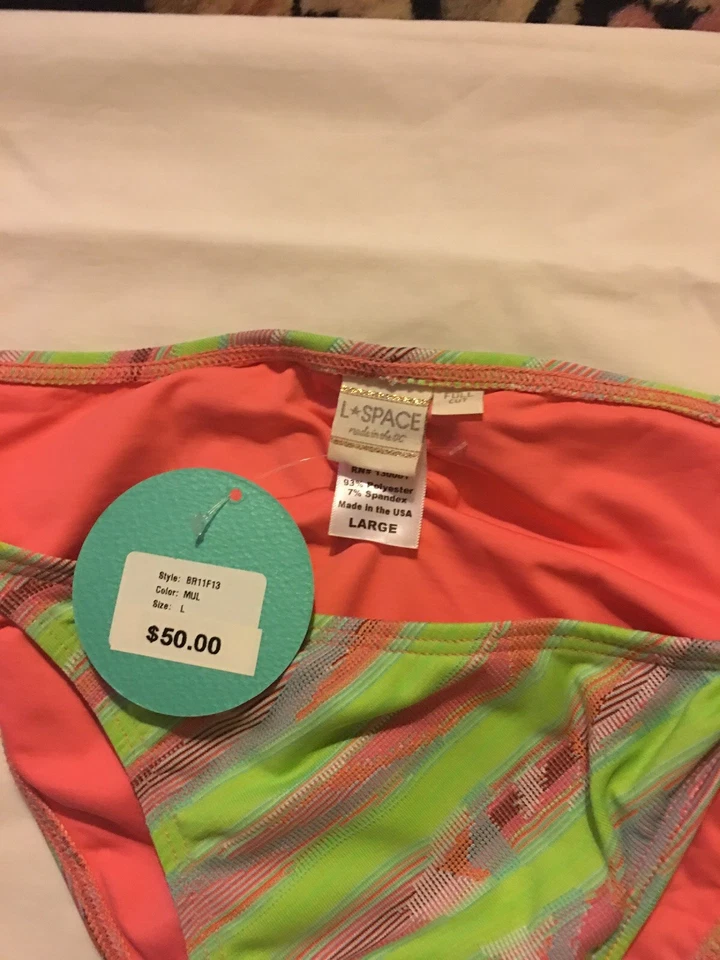 Traje de baño L*Space By Monica Wise pantalones de bikini de baño geométrico rosa y verde Foto 3 de 4