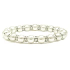 Women's Magnetic Hematite White Tuchi Pearl Clear Bracelet 7.5"