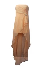 Aspeed Designs Ladies Formal Dress With Brooch Strapless Solid Peach Size 3XL