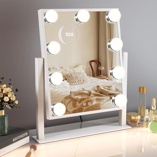 LED Vanity Mirror with Lights 9 Bulbs for Makeup A-White