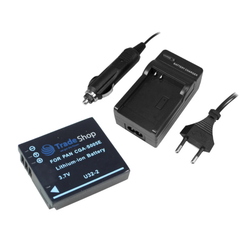 TRADE-SHOP Set: Akku + Ladegerät für Leica C-LUX 1 D-LUX2 D-LUX 3 D-LUX 4 V-LUX 2