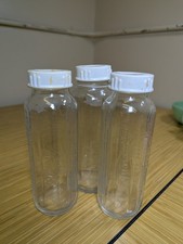 K Lot of 3 Evenflo Glass Baby Bottles Rings Vintage 8 ozs Made in USA