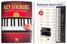 KEY STICKERS and KEYBOARD CHORD CHART: 2 New Piano Instruction Guides Learn Play