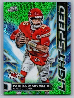 2025 Topps Cosmic Chrome Patrick Mahomes Light Speed Green Star Dust 14/75