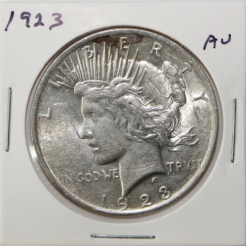 1923 US Peace Silver Dollar $1 AU About Uncirculated